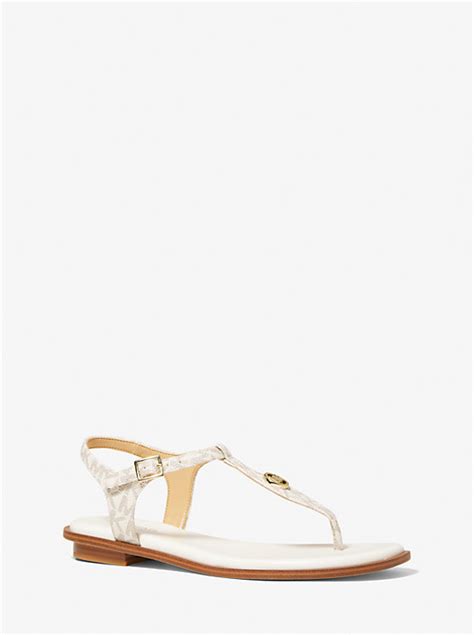 michael michael kors mallory logo t-strap sandal|mallory leather t stripe sandals.